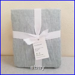 Pottery Barn Belgian Flax Linen Curtain 100x96 Cotton Lining Mineral Blue