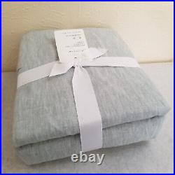 Pottery Barn Belgian Flax Linen Curtain 100x96 Cotton Lining Mineral Blue