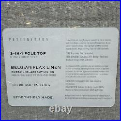 Pottery Barn Belgian Flax Linen Curtain Drape BLACKOUT 50x108 ColorFlax NWT