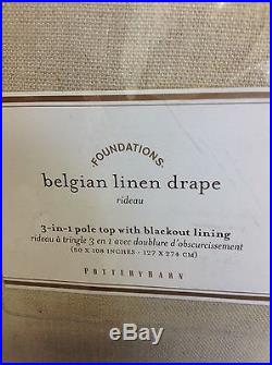 Pottery Barn Belgian Flax Linen Drapes Curtains Panels 50x108 Natural BLACKOUT