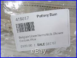 Pottery Barn Belgian Flax Linen Hemstitch Shower Curtain Flax #4564B