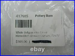Pottery Barn Belgian Flax Linen Hemstitch Shower Curtain White 72 #P54