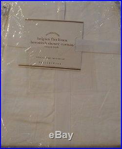 Pottery Barn Belgian Flax Linen Hemstitch Shower Curtain White New With Tags