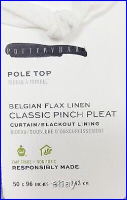 Pottery Barn Belgian Flax Linen PINCH PLEAT Blackout Curtain 50x96 Dark Flax
