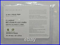 Pottery Barn Belgian Flax Linen Rod Pocket Blackout Curtain 50 x 84, White