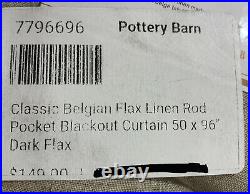 Pottery Barn Belgian Flax Linen Rod Pocket Blackout Curtain 50 x 96, Dark Flax