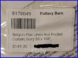 Pottery Barn Belgian Flax Linen Rod Pocket Curtain 50w x 108l, Ivory