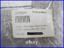 Pottery Barn Belgian Flax Linen Sheer Curtain Gray 50 x 96 S/ 2 #3618