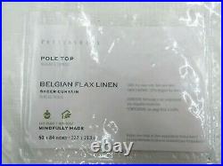 Pottery Barn Belgian Flax Linen Sheer Drape Curtain 50x 84 White S/4 #N48