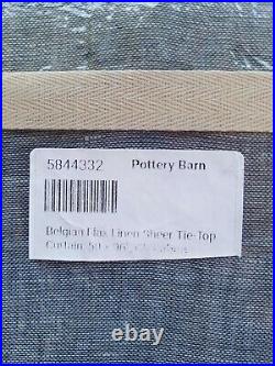 Pottery Barn Belgian Flax Linen Sheer Tie Top Drape Curtain Chambray 96 #3590