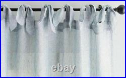 Pottery Barn Belgian Flax Linen Sheer Tie Top Drape Curtain Chambray 96 #3590