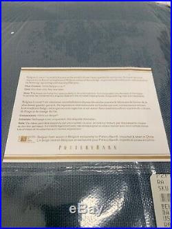 Pottery Barn Belgian LINEN Drapes Curtains 50x96 NEW Blue Pole top Set of 2