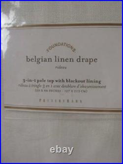 Pottery Barn Belgian Linen Blackout Curtain Made withLibecoT White 50 x 84 Nwt