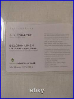 Pottery Barn Belgian Linen Curtain Made withLibecoT Ivory 1 panel 50x 96, Nwt