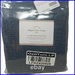 Pottery Barn Belgian Linen Curtain Made with Libeco Linen Midnight set of 4 96