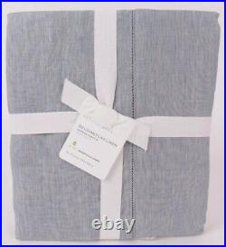 Pottery Barn Belgian Linen Hemstitch shower curtain, chambray blue on hand now