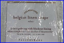Pottery Barn Belgian Linen Rod Pocket Blackout Curtain Libeco Linen 50x96, White