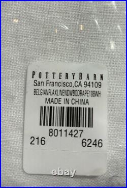 Pottery Barn Belgian Linen Rod Pocket Blackout Curtain, White, 100w x 108l