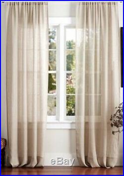 Pottery Barn Belgium Flax Poll top Curtains One pair, 50X108, Natural Linen