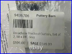 Pottery Barn Broadway Blackout Drape Curtain Panel Gray 50x 84 S/ 2 #8828L