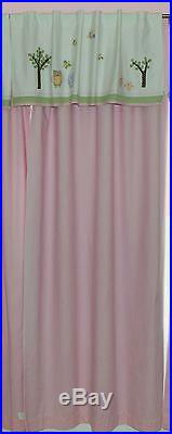 Pottery Barn Brooke Owl Valance + Pink Curtain Panel Blackout Backing 44x84