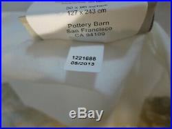 Pottery Barn Brown/Beige/Blue Floral Linen/Cotton Curtian 2 Panel Set 50x96