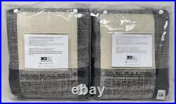 Pottery Barn Bryce Check Cotton Rod Pocket Drape Curtain (2) 50 x 108 Charcoal