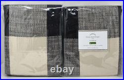 Pottery Barn Bryce Check Cotton Rod Pocket Drape Curtain (2) 50 x 96 Charcoal