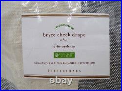 Pottery Barn Bryce Check Curtain Drape Cotton Lined 50 x 84 Charcoal Gray #Q91