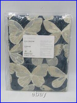 Pottery Barn Butterfly Print Linen Cotton Lined Curtain Drape Multi 50x84 #H76