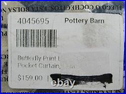 Pottery Barn Butterfly Print Linen Cotton Lined Curtain Drape Multi 50x84 #H76