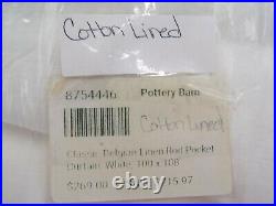 Pottery Barn Classic Belgian Drape Curtain Cotton Lined 100x 108 White #8831