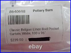 Pottery Barn Classic Belgian Flax Cotton Lined Drape Curtain 100x 96 White #Q99