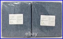 Pottery Barn Classic Belgian Flax Linen Drape Curtain (2) 50 x 108 Chambray Blue
