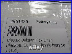 Pottery Barn Classic Belgian Flax Linen Drape Curtain Blackout Ivory 108 #4698