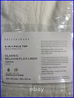 Pottery Barn Classic Belgian Linen Rod Pocket Curtain, Ivory, 100 W x 96 L