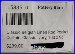 Pottery Barn Classic Belgian Linen Rod Pocket Curtain, Ivory, 100 W x 96 L
