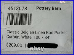 Pottery Barn Classic Belgian Linen Rod Pocket Curtain, White, 100 W x 84 L