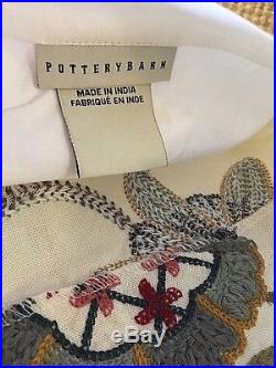 Pottery Barn Crewel Floral Curtains 2 panels Each 50 x 98 Cotton