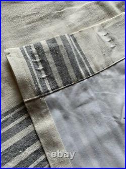 Pottery Barn Curtain 2 Panels Riviera Stripe Charcoal Linen Cotton 50x96