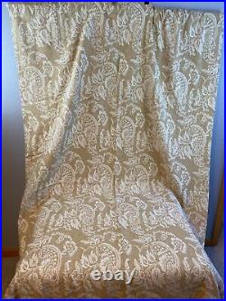 Pottery Barn Curtain Alessandra Gold Floral 4 Panel Drapes 50x84 Linen Lined