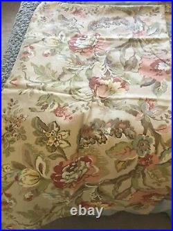 Pottery Barn Curtain Drapery Panels 50 X 96 Coral Tan Vanessa Floral 4 Avail