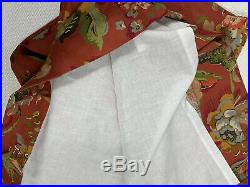 Pottery Barn Curtains Orange Yellow Green Floral Linen Blend 50x108 Set Of 2