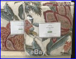 Pottery Barn Cynthia Palampore floral 50x108 drapes TWO panels ivory
