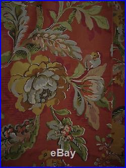 Pottery Barn Drape Panels (2) VANESSA Lined 50x84 Deep Rusty Red Floral
