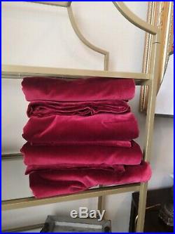 Pottery Barn Drapery Panel Tab Curtains Cotton Solid Red 63 x 48 Set of 4