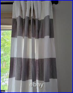 Pottery Barn Drapes Curtains Rideau Grommet Panels (4) 50X 84Grey White Stripes