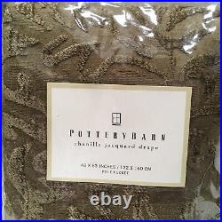 Pottery Barn Drapes Jacquard Chenille 48x63 Panel Lined Green Pole Pocket NEW