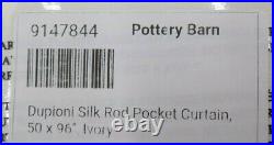 Pottery Barn Dupioni Silk Cotton Lined Drape Panel Curtain Ivory 50x 96 #H130