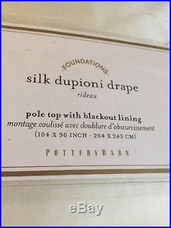 Pottery Barn Dupioni Silk Drape Pole Double Wide Blackout Lined 104 x 96 Ivory